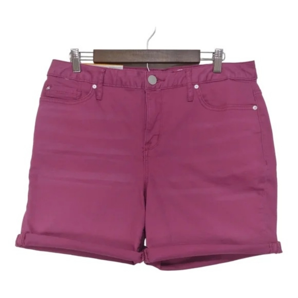 Seven7 Women's Weekend Shorts #MY3208COL Jean Magenta Haze Size 12 Rolled Cuff